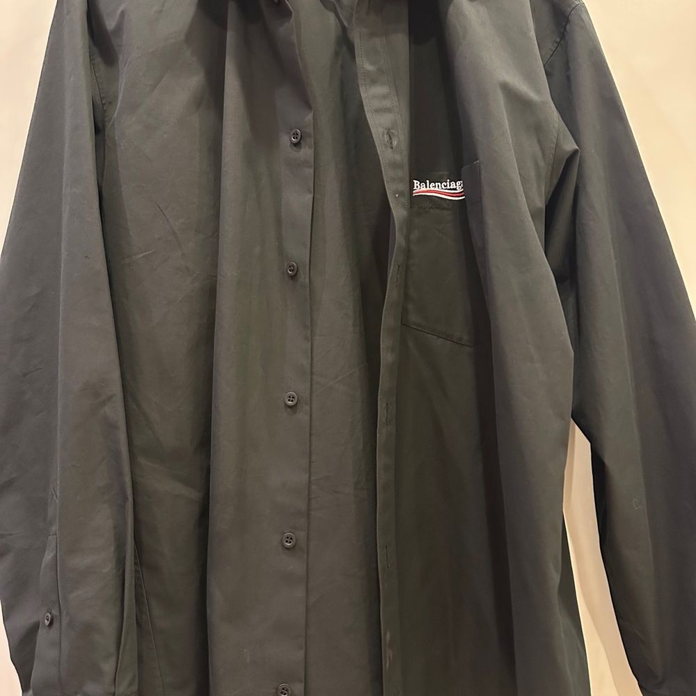 NWT Balenciaga Black Poplin Shirt with Campaign Logo